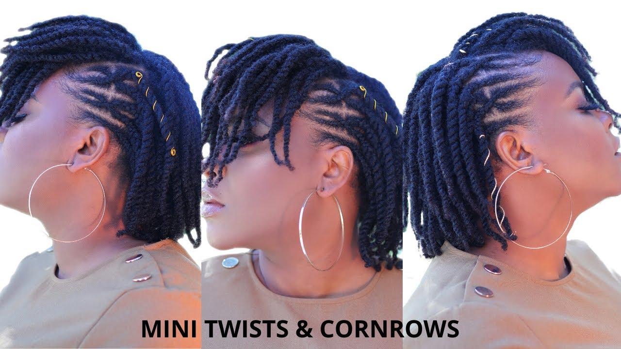 MINI TWISTS & CRISS CROSS CORNROWS ON MEDIUM TYPE 4 NATURAL HAIR